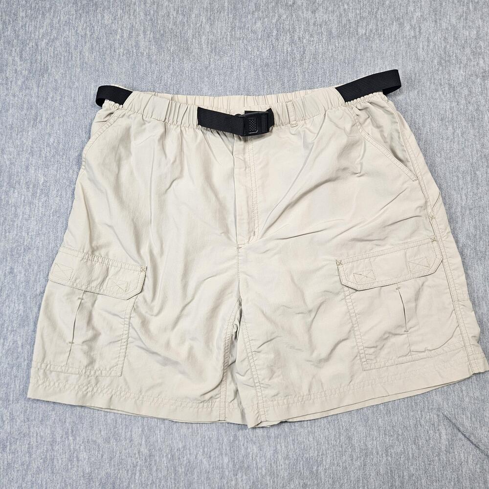 L.L. Bean Shorts Womens L Beige Nylon Cargo Belted Hiking Outdoor